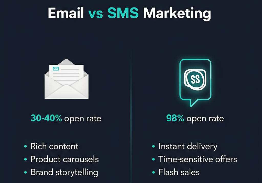 Email vs SMS Marketing comparison