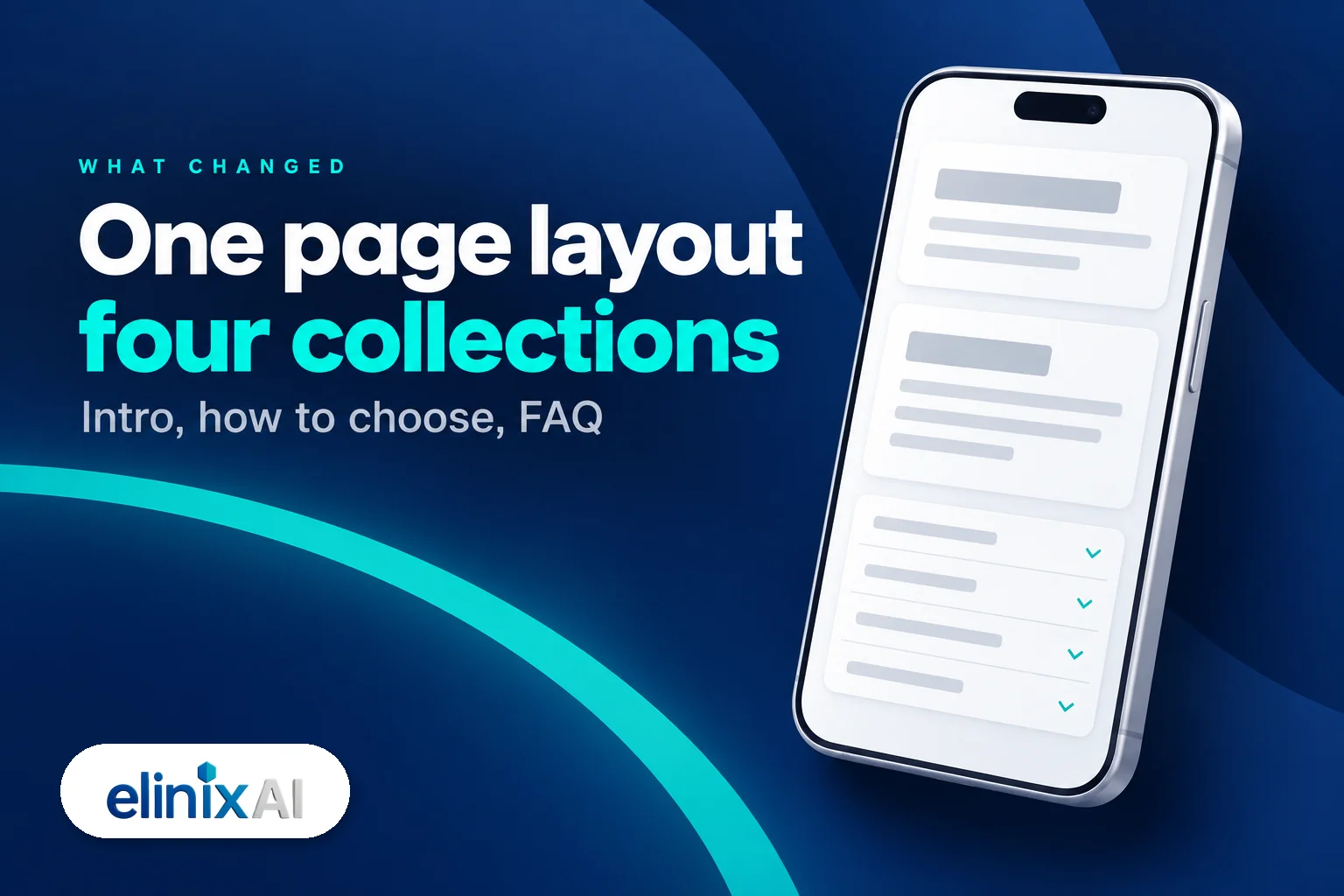 One page layout across four collections: intro, how to choose, FAQ