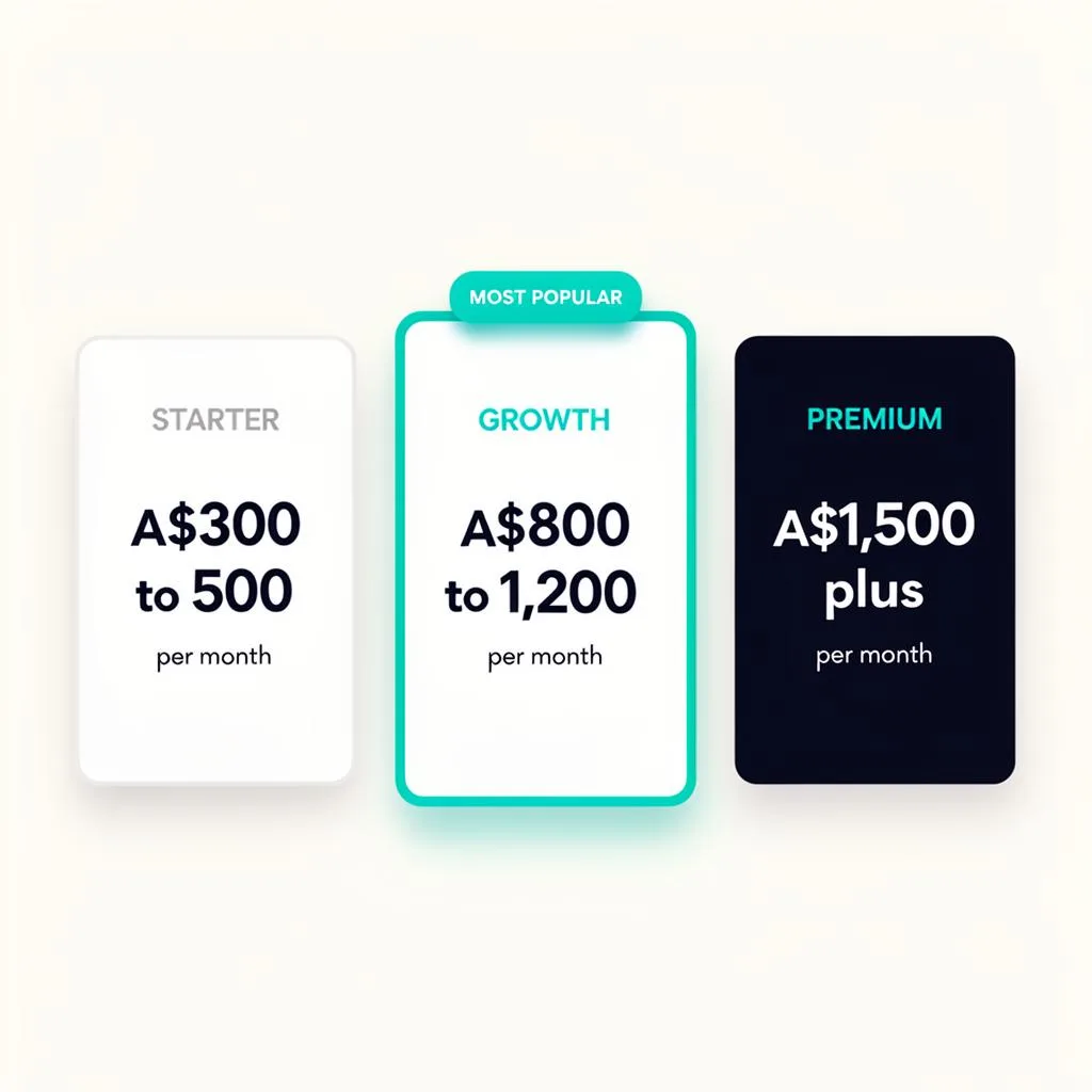Email marketing pricing tiers for Australian ecommerce brands — Starter, Growth and Premium monthly investment ranges