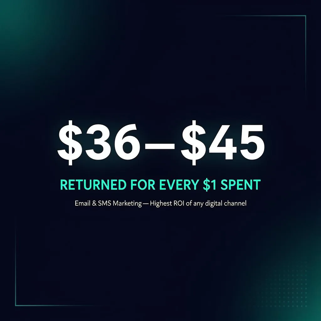 Email and SMS marketing returns $36 to $45 for every $1 spent — the highest ROI of any digital channel